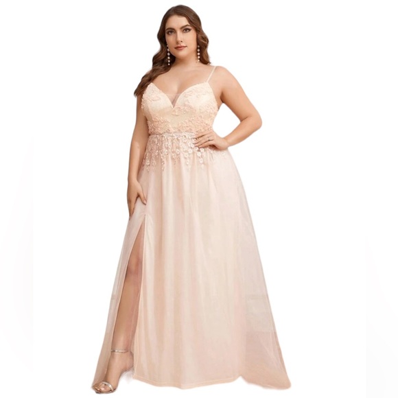 Dresses & Skirts - Dusty Pink 3d Flower Lace Splicing Fringed Mesh Dress